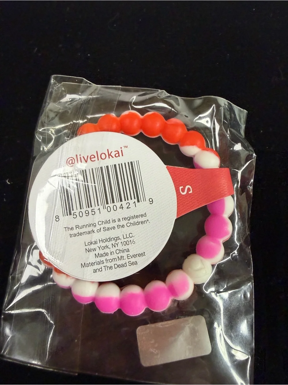 Lokai Kids Colorblock Beaded Bracelet - Hot Pink, Red & White